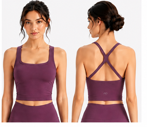 Top Deportivo Morado AD - Vista frontal y trasera